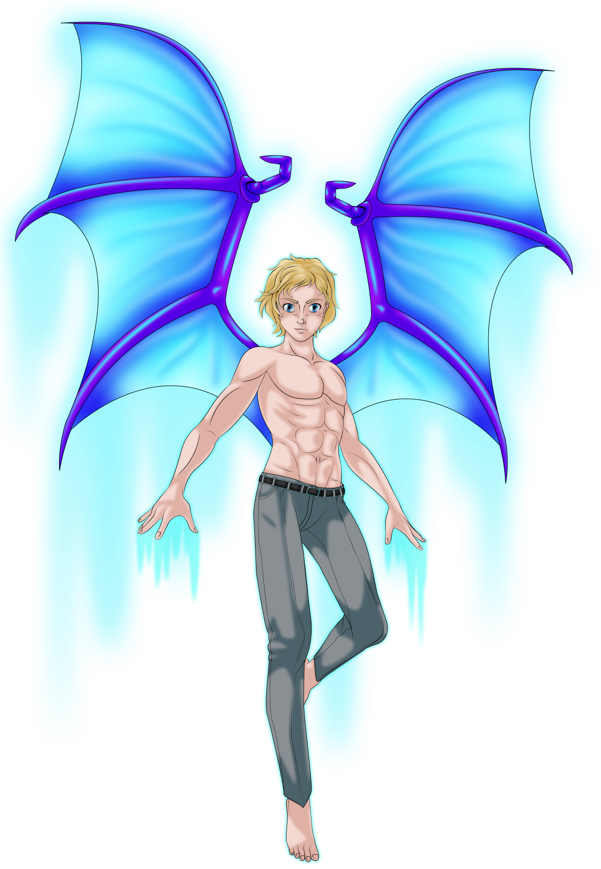 Patrick with his wings out. Alas, another destroyed shirt...